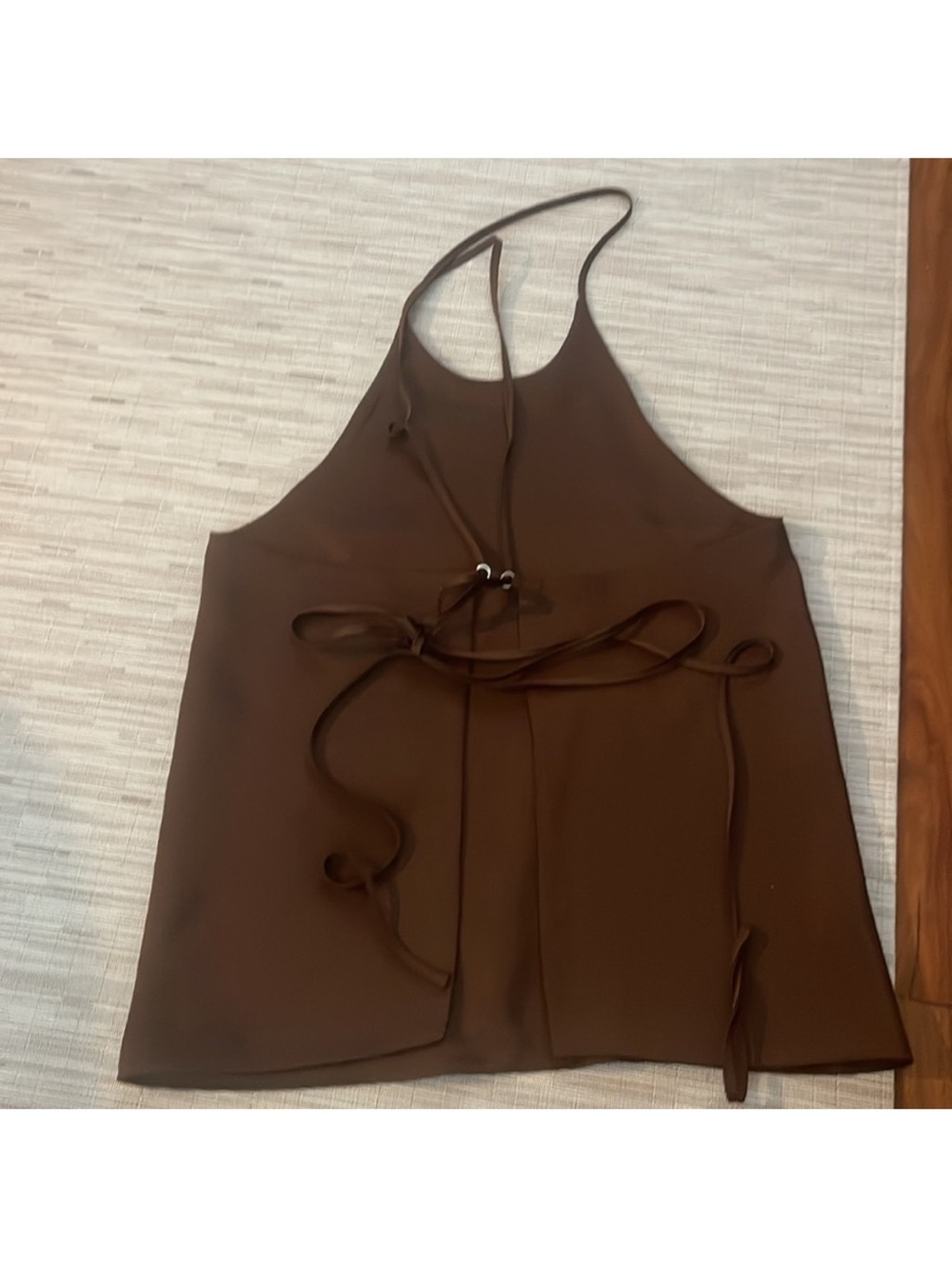 Women's Brown Halter Tie-Back Tank Top - Picture 2 of 7